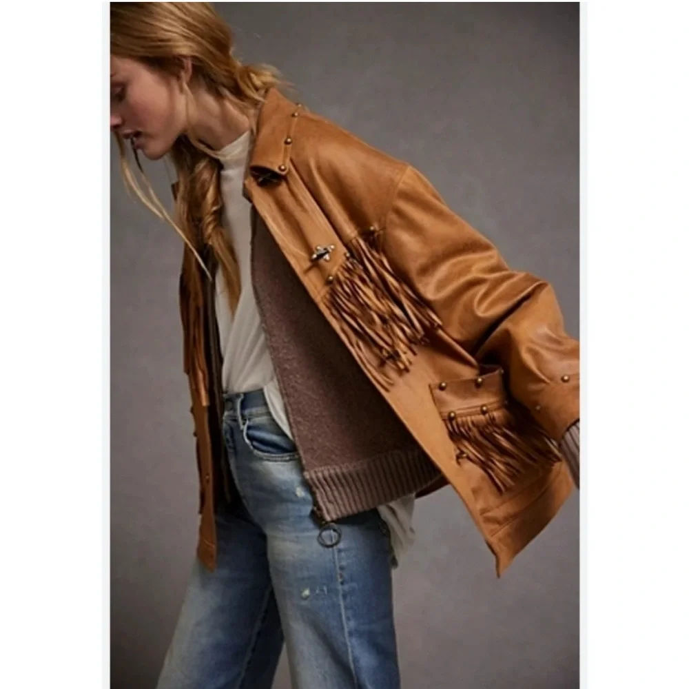 - Free Pepole  We The Free Knox Vegan Fringe Jacket Size m